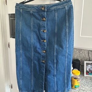 Anthropologie Blue Button-Down Pencil Skirt